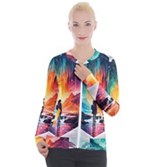 Starry Night Wanderlust: A Whimsical Adventure Casual Zip Up Jacket by stine1