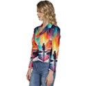 Starry Night Wanderlust: A Whimsical Adventure Women s Long Sleeve Revers Collar Cropped Jacket View2