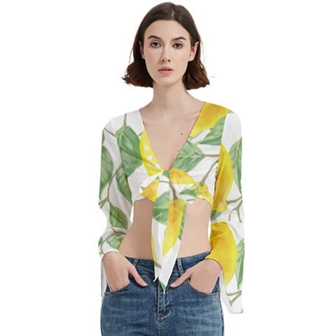 Fruit-2310212 Trumpet Sleeve Cropped Top by lipli