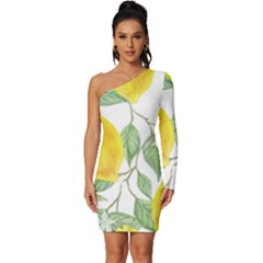 Fruit-2310212 Long Sleeve One Shoulder Mini Dress by lipli