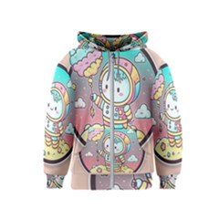 Boy Astronaut Cotton Candy Childhood Fantasy Tale Literature Planet Universe Kawaii Nature Cute Clou Kids  Zipper Hoodie by Maspions