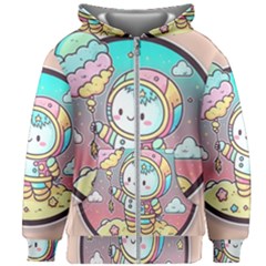 Boy Astronaut Cotton Candy Childhood Fantasy Tale Literature Planet Universe Kawaii Nature Cute Clou Kids  Zipper Hoodie Without Drawstring by Maspions