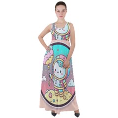 Boy Astronaut Cotton Candy Childhood Fantasy Tale Literature Planet Universe Kawaii Nature Cute Clou Empire Waist Velour Maxi Dress by Maspions