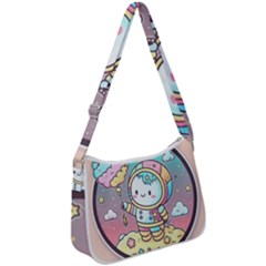 Boy Astronaut Cotton Candy Childhood Fantasy Tale Literature Planet Universe Kawaii Nature Cute Clou Zip Up Shoulder Bag by Maspions