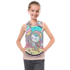 Boy Astronaut Cotton Candy Childhood Fantasy Tale Literature Planet Universe Kawaii Nature Cute Clou Kids  Sleeveless Hoodie by Maspions