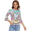 Boy Astronaut Cotton Candy Childhood Fantasy Tale Literature Planet Universe Kawaii Nature Cute Clou Bell Sleeve Top View1