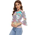 Boy Astronaut Cotton Candy Childhood Fantasy Tale Literature Planet Universe Kawaii Nature Cute Clou Bell Sleeve Top View2