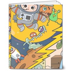 Astronaut Moon Monsters Spaceship Universe Space Cosmos 8  X 10  Hardcover Notebook by Maspions