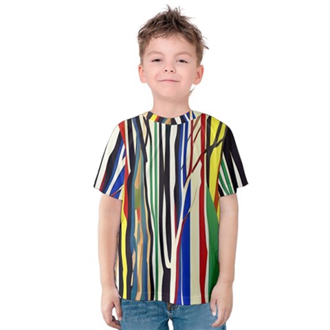 Abstract Trees Colorful Artwork Woods Forest Nature Artistic Kids  Cotton T-shirt by Grandong