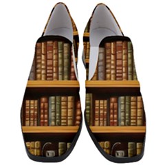 Room Interior Library Books Bookshelves Reading Literature Study Fiction Old Manor Book Nook Reading Women Slip On Heel Loafers by Grandong