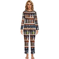 Alcohol Apothecary Book Cover Booze Bottles Gothic Magic Medicine Oils Ornate Pharmacy Womens  Long Sleeve Lightweight Pajamas Set by Grandong