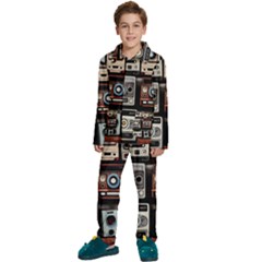 Retro Cameras Old Vintage Antique Technology Wallpaper Retrospective Kids  Long Sleeve Velvet Pajamas Set by Grandong