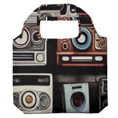 Retro Cameras Old Vintage Antique Technology Wallpaper Retrospective Premium Foldable Grocery Recycle Bag by Grandong