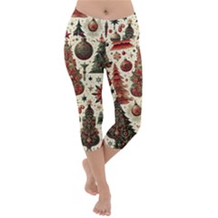 Christmas Decoration Lightweight Velour Capri Yoga Leggings by Bedest