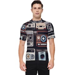 Retro Cameras Old Vintage Antique Technology Wallpaper Retrospective Men s Short Sleeve Rash Guard by Grandong