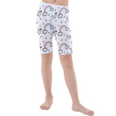 Cute Art Print Pattern Kids  Mid Length Swim Shorts by Apen