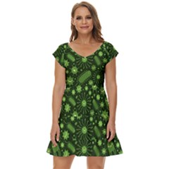 Seamless Pattern With Viruses Short Sleeve Tiered Mini Dress