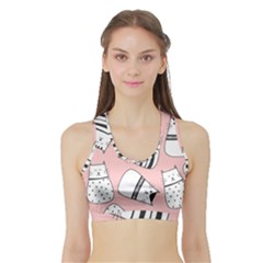 Cute Cats Cartoon Seamless-pattern Sports Bra With Border by Apen