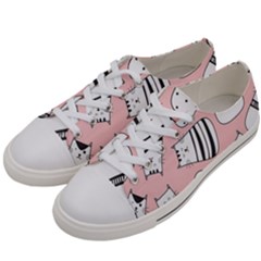 Cute Cats Cartoon Seamless-pattern Women s Low Top Canvas Sneakers by Apen