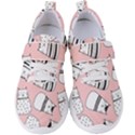 Cute Cats Cartoon Seamless-pattern Women s Velcro Strap Shoes View1