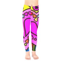 Stained Glass Love Heart Kids  Classic Winter Leggings by Apen