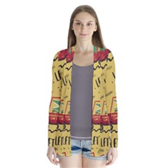 Childish Seamless Pattern With Dino Driver Drape Collar Cardigan by Apen