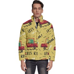 Childish Seamless Pattern With Dino Driver Men s Puffer Bubble Jacket Coat by Apen