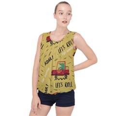 Childish Seamless Pattern With Dino Driver Bubble Hem Chiffon Tank Top by Apen