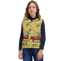 Childish Seamless Pattern With Dino Driver Kid s Button Up Puffer Vest	 by Apen