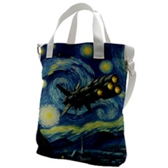 Spaceship Starry Night Van Gogh Painting Canvas Messenger Bag by Maspions