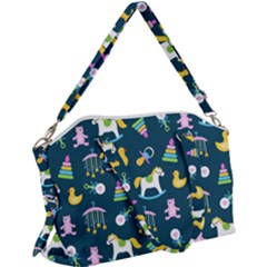 Cute Babies Toys Seamless Pattern Canvas Crossbody Bag by Apen