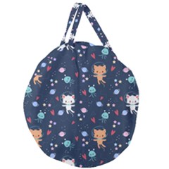 Cute Astronaut Cat With Star Galaxy Elements Seamless Pattern Giant Round Zipper Tote by Apen