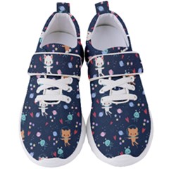 Cute Astronaut Cat With Star Galaxy Elements Seamless Pattern Women s Velcro Strap Shoes by Apen