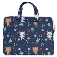 Cute Astronaut Cat With Star Galaxy Elements Seamless Pattern Macbook Pro 16  Double Pocket Laptop Bag  by Apen