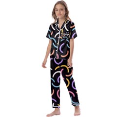 Abstract Pattern Wallpaper Kids  Satin Short Sleeve Pajamas Set by Maspions