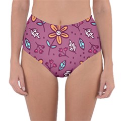 Flowers Petals Leaves Foliage Reversible High-waist Bikini Bottoms by Maspions