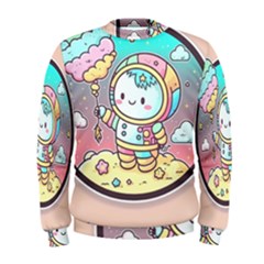 Boy Astronaut Cotton Candy Childhood Fantasy Tale Literature Planet Universe Kawaii Nature Cute Clou Men s Sweatshirt by Maspions