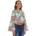 Boy Astronaut Cotton Candy Childhood Fantasy Tale Literature Planet Universe Kawaii Nature Cute Clou Boho Long Bell Sleeve Top View3