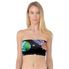 Girl Bed Space Planets Spaceship Rocket Astronaut Galaxy Universe Cosmos Woman Dream Imagination Bed Bandeau Top by Maspions