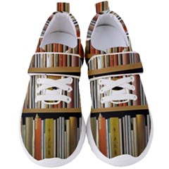 Book Nook Books Bookshelves Comfortable Cozy Literature Library Study Reading Reader Reading Nook Ro Women s Velcro Strap Shoes by Maspions