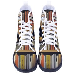 Book Nook Books Bookshelves Comfortable Cozy Literature Library Study Reading Reader Reading Nook Ro Men s High-top Canvas Sneakers by Maspions