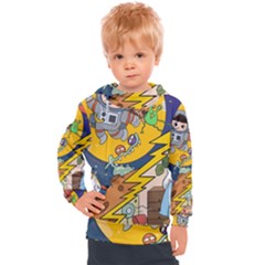 Astronaut Moon Monsters Spaceship Universe Space Cosmos Kids  Hooded Pullover by Maspions