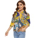 Astronaut Moon Monsters Spaceship Universe Space Cosmos Women s Quarter Sleeve Pocket Shirt View3