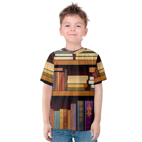 Book Nook Books Bookshelves Comfortable Cozy Literature Library Study Reading Room Fiction Entertain Kids  Cotton T-shirt by Maspions