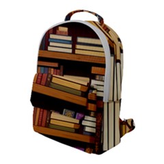 Book Nook Books Bookshelves Comfortable Cozy Literature Library Study Reading Room Fiction Entertain Flap Pocket Backpack (large) by Maspions