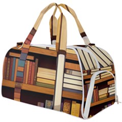 Book Nook Books Bookshelves Comfortable Cozy Literature Library Study Reading Room Fiction Entertain Burner Gym Duffel Bag by Maspions