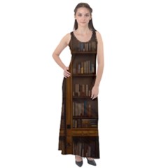 Books Book Shelf Shelves Knowledge Book Cover Gothic Old Ornate Library Sleeveless Velour Maxi Dress by Maspions