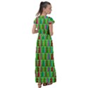 Trees Pattern Retro Pink Red Yellow Holidays Advent Christmas Flutter Sleeve Maxi Dress View2