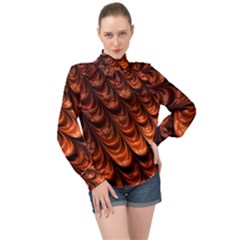 Fractal Frax High Neck Long Sleeve Chiffon Top by Askadina