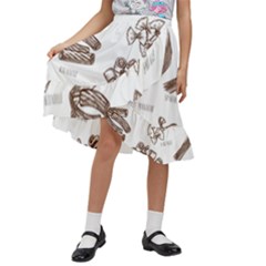 Pasta Mie Spageti Rigatoni Lasagna Kids  Ruffle Flared Wrap Midi Skirt by Askadina